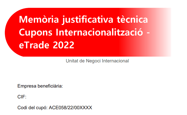 memòria justificativa cupons internacionalització